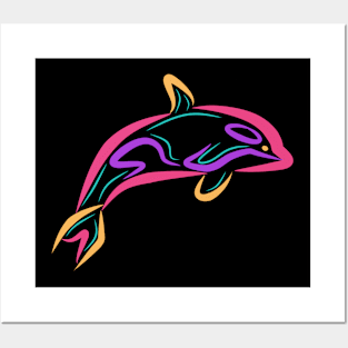 Dolphins with monoline style Posters and Art